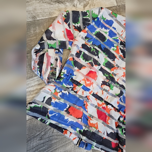 Ruby Rd Women's Sheer Panel Floral Blouse with 2 - Way Sleeve Size 10 - Picture 4 of 9